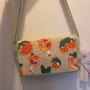 Vibrant Orange Beaded Clutch